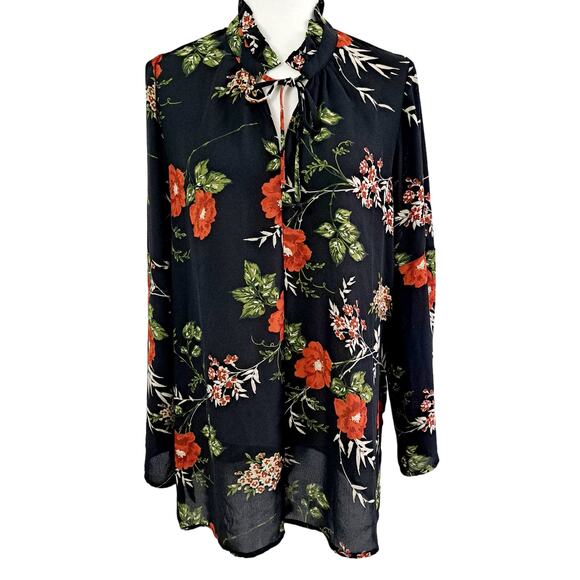 Fever Floral Print Lightweight Trumpet Sleeve Tunic - Picture 1 of 8